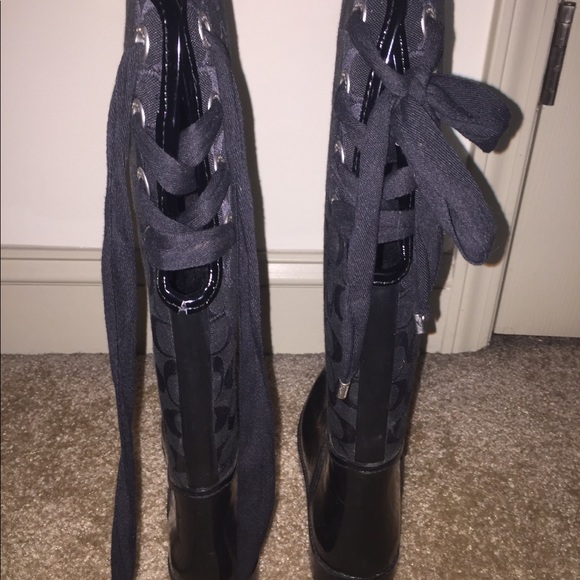 Coach tristee Black lace up rainboots - Picture 3 of 4